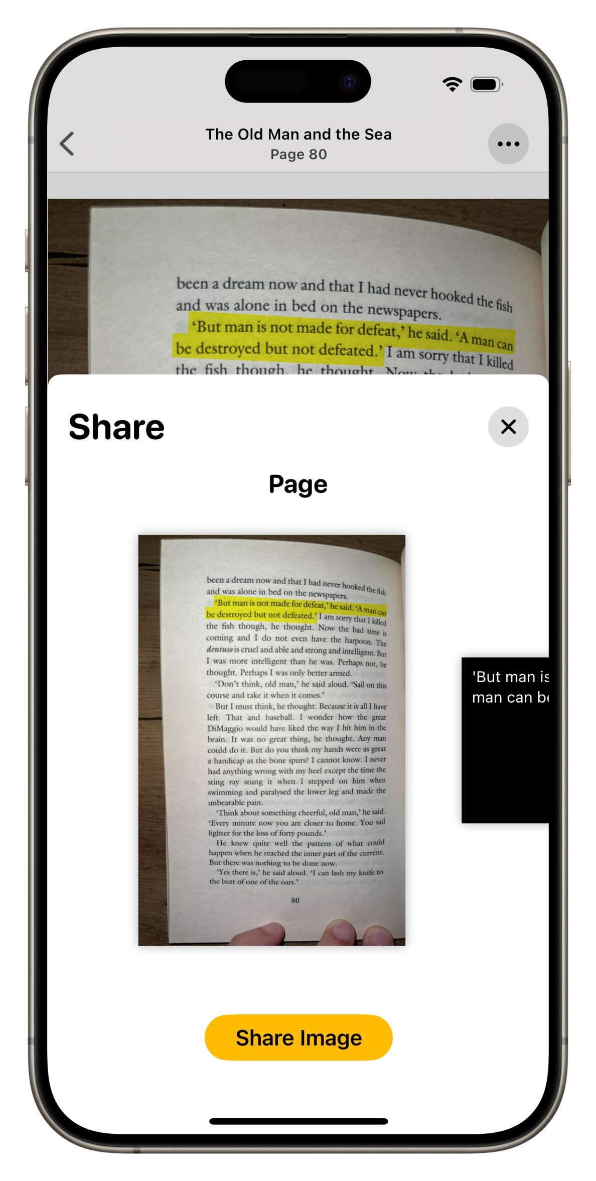 Share quotes feature